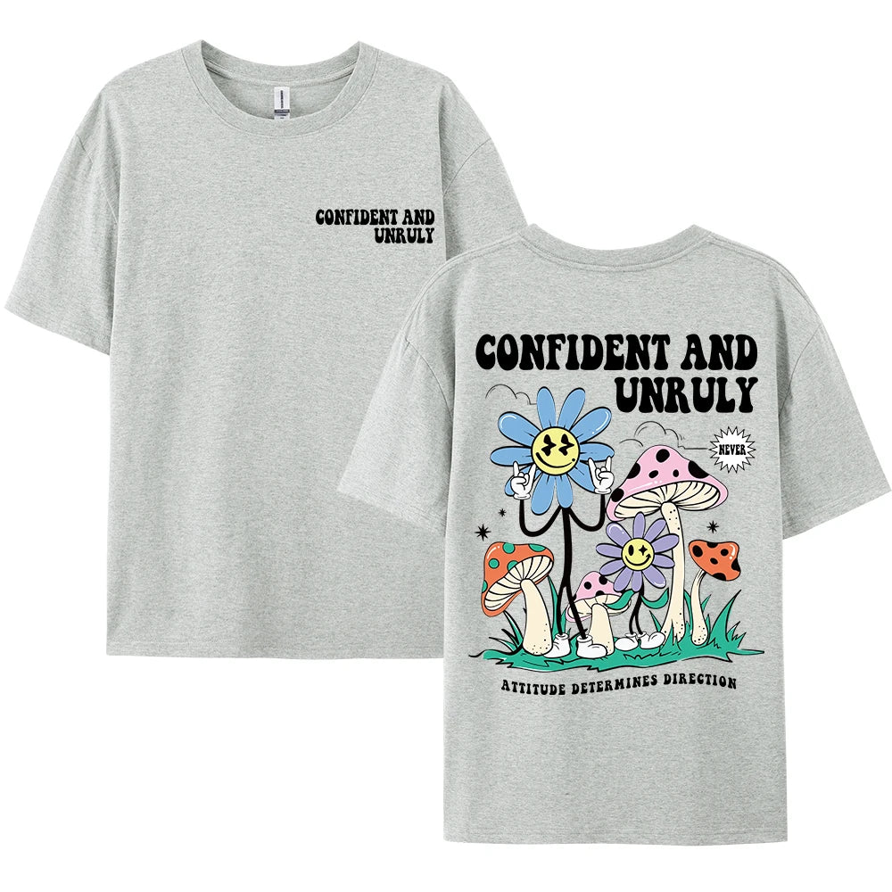 Confident And Unruly Attitude Determines Direction Men T Shirt Cotton Shirt Street Loose T-Shirts Summer Breathable Short Sleeve