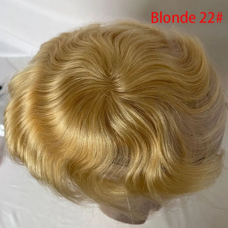 European Human Hair Men's Wigs Full Skin PU Bald Spot Patches Toupee For Men and Women 8cm X 8cm Hair Piece  Glue On Hair System