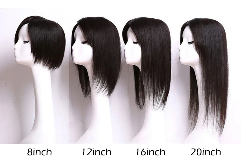 5 Sizes Silk Base Virgin Human Hair Women Topper Natural Scalp Top Black Color For White Women Small Base Seamless Hairpieces