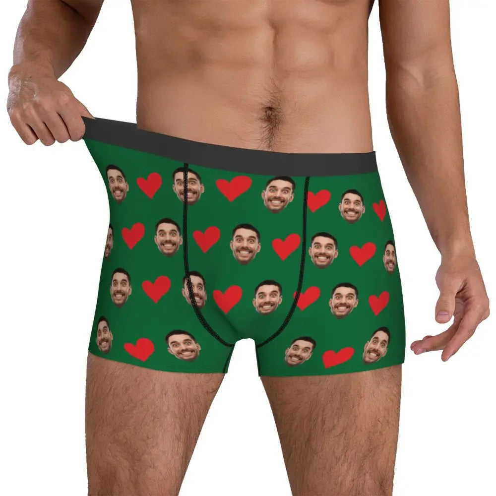 Personalized Face Photo Underwear - Custom Heart Boxer Briefs - Custom Men Briefs - Gift For Husband - Anniversary Gift for Dad