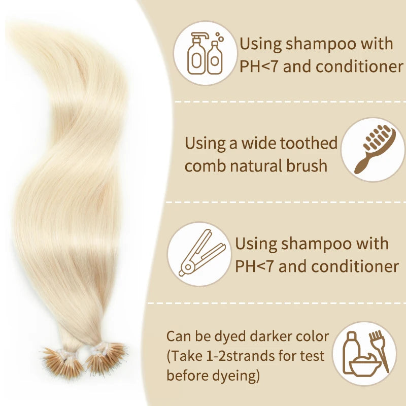 BOYMIA Nano Hair Extensions Human Hair Natural Straight for women Invisible Add Length and Volume 12-22inch 30G Free Nano Bead