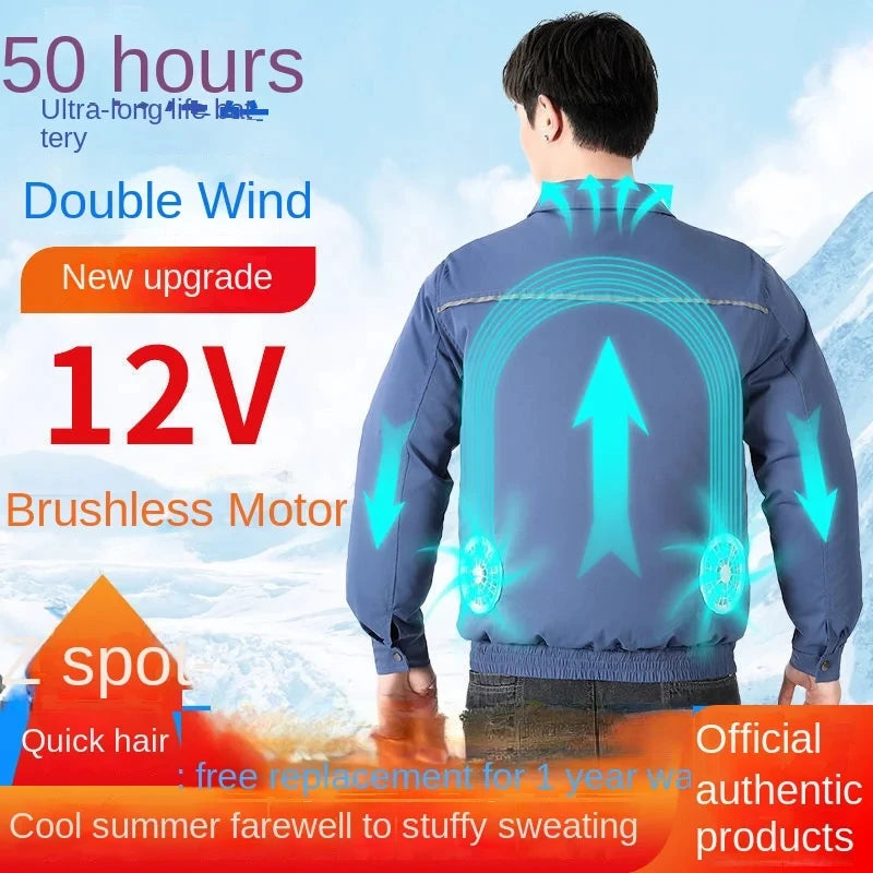 Clothes with fans in summer heatstroke prevention and cooling air conditioning men's clothing refrigeration work Outdoor Jacket