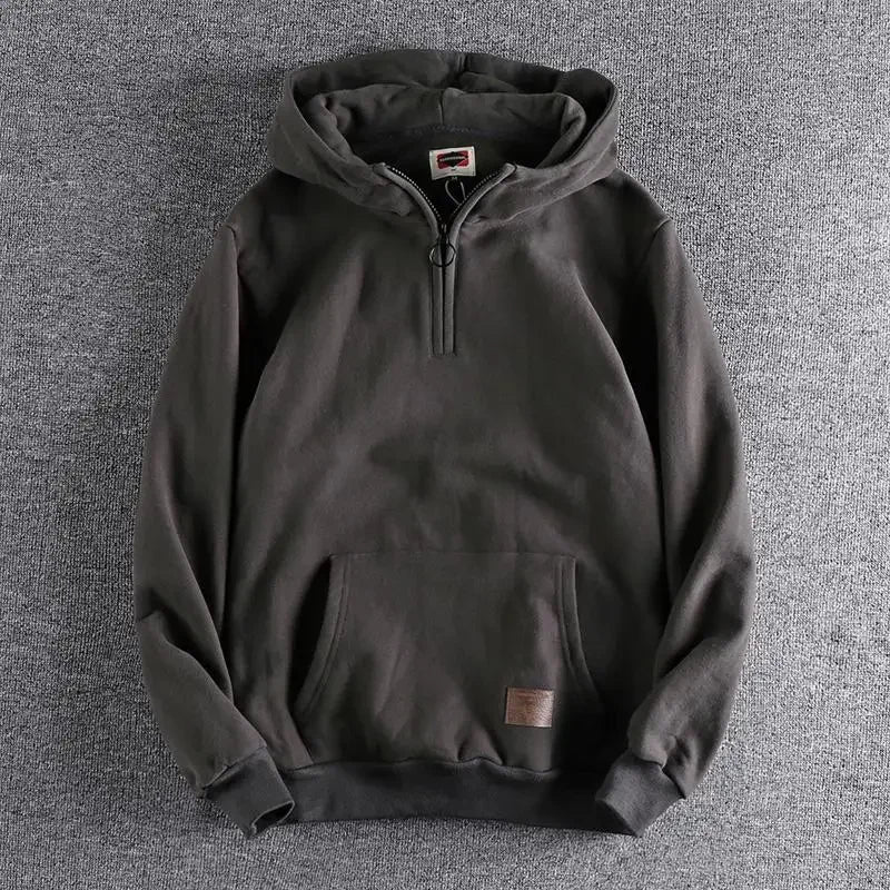 Loose Male Hoodie Solid Autumn Emo Luxury Designer Aesthetic Simple Y2k Vintage Men's Hooded Sweatshirt High Quality Cotton Warm
