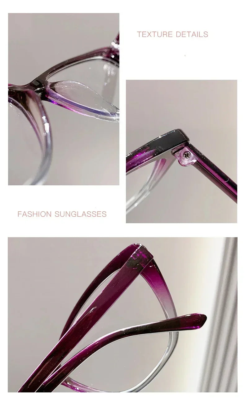 Cat Eye Clear Lens Presbyopia Glasses Retro Gradient Butterfly Frame Reading Glasses Blue Light Blocking Eye Protection Eyewear