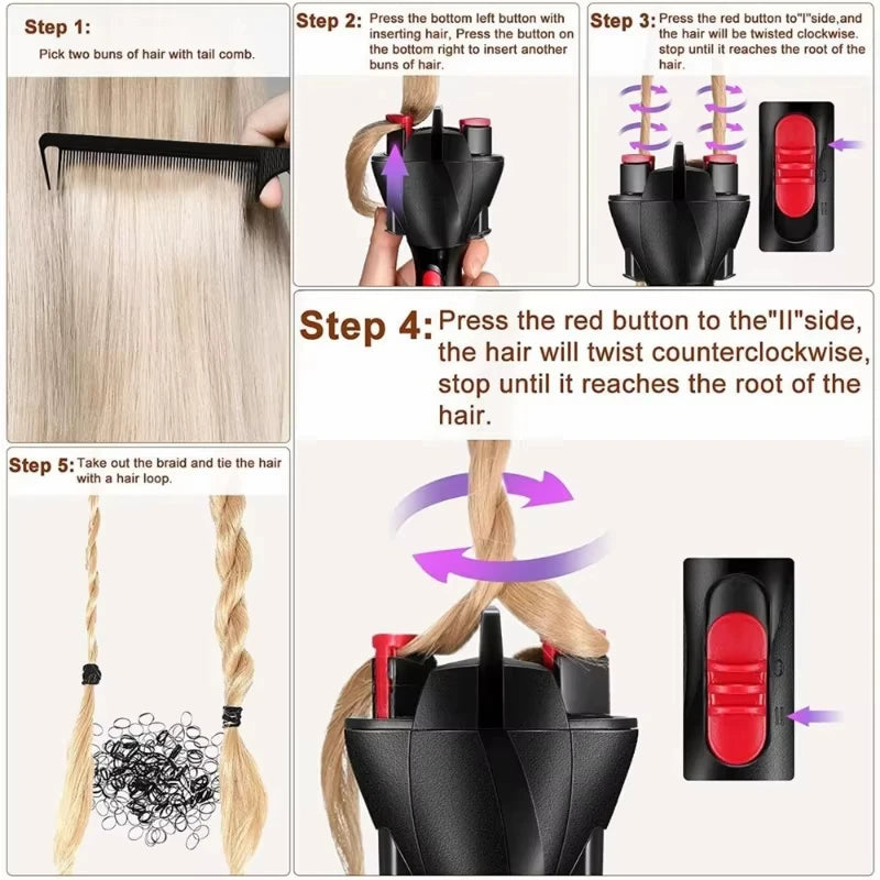 2026 New Electric Hair Braider Automatic Twist Braiding Machine Quick Braid Tool Styling Tool for Home Salon Use