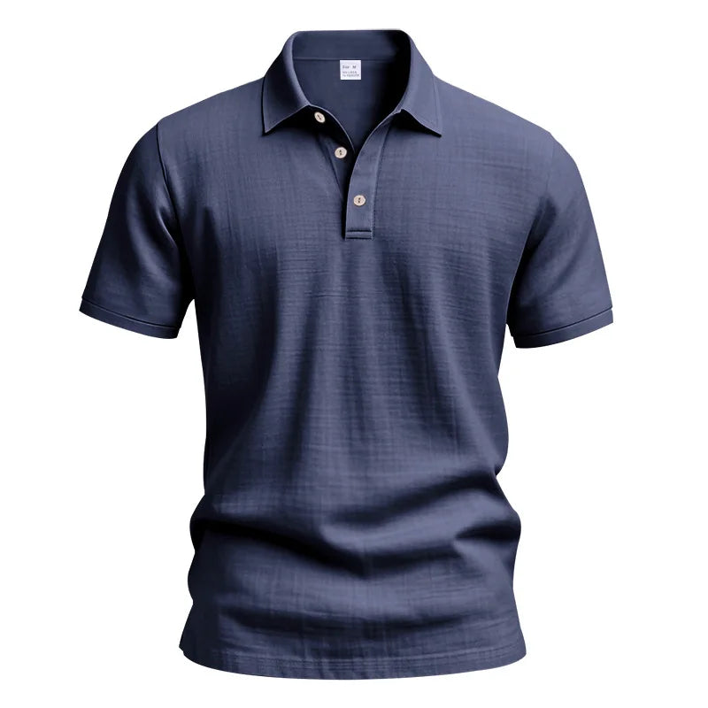 2025Summer New Men's Shirt British Style Loose Trendy Breathable Linen Casual Polo Collar Series POLO Shirt Short Sleeve