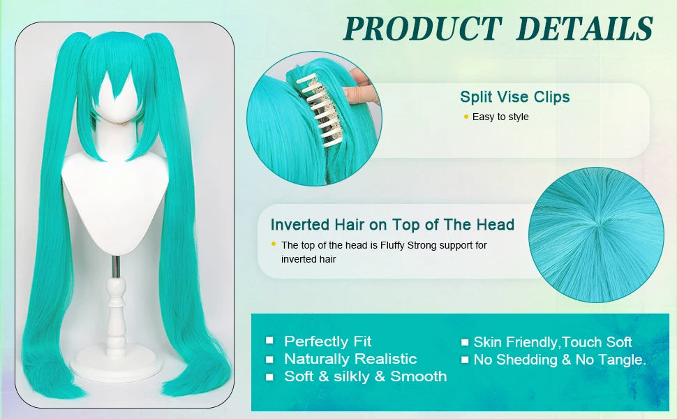Multi-color Double Ponytail Anime Cosplay Wig Set Heat Resistant Synthetic Hair Wig