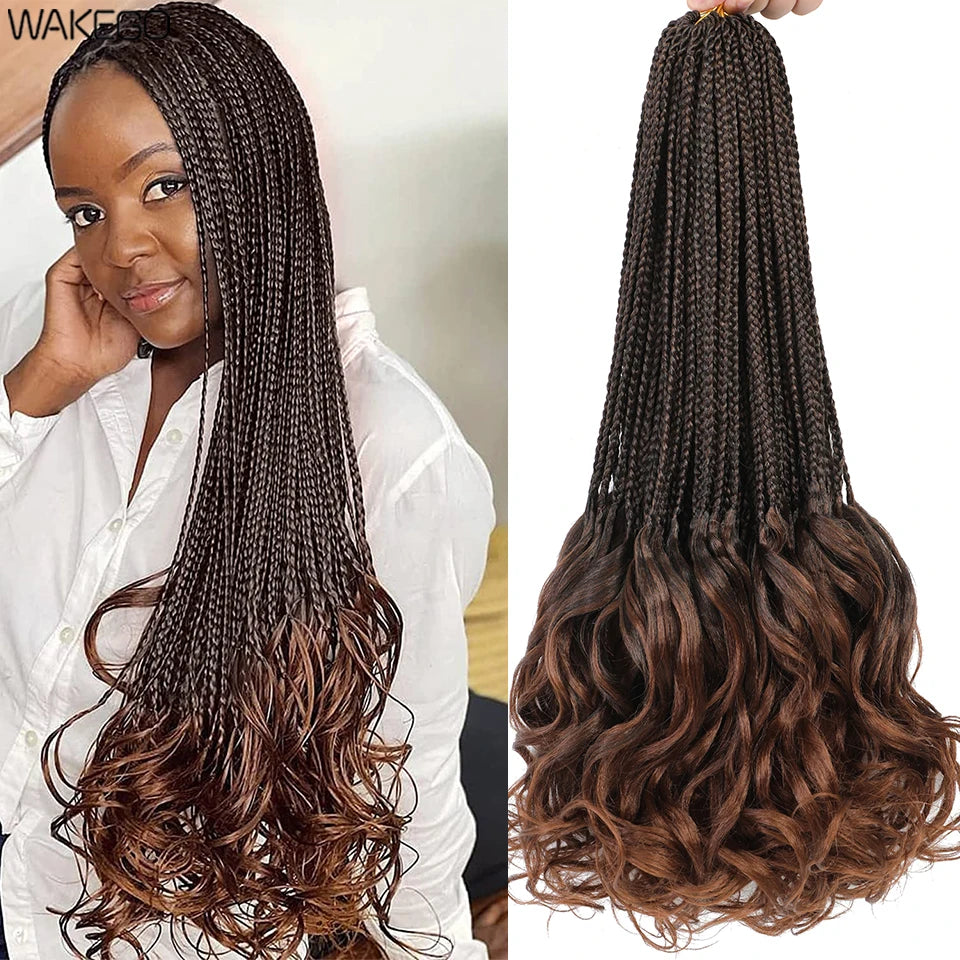 24 18 14 Inches French Curly Crochet Braids New Goddess Box Braids Bouncy French Curl Braid Hair Crochet Synthetic Braiding Hair