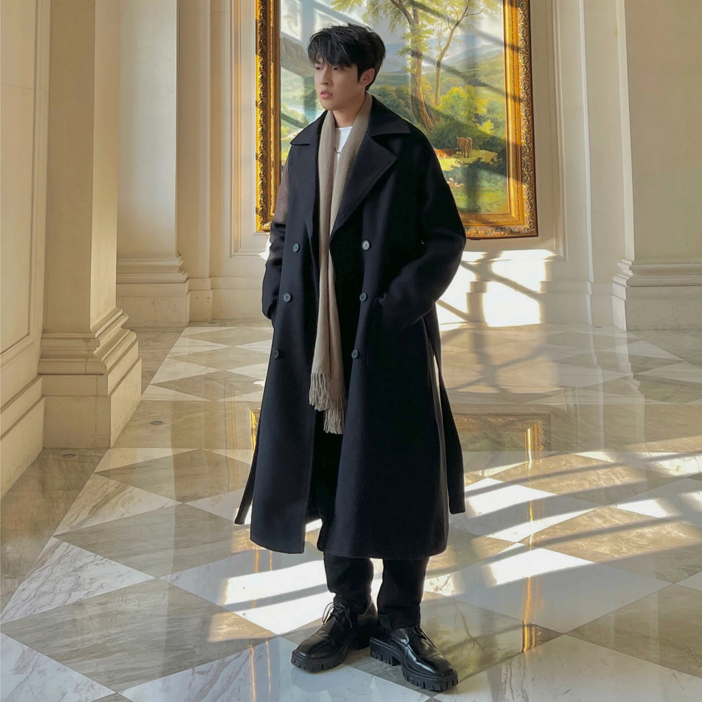 Long Coats for Men Woolen Jackets 2024 Winter Thicken Coat Trench Coats Korean Vintage Loose Heavy Jackets Men Leisure Overcoat