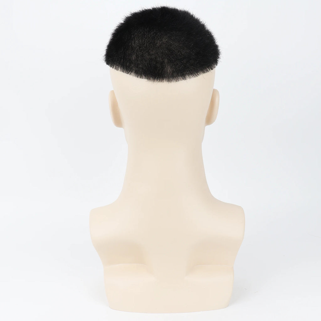 Men Toupee Silk Skin Base  PU Silicone Human Hair Topper V Loop Injected Single Knots 8x10in Short Cut Hair for Salon Stylist