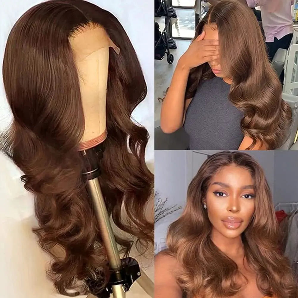 13x4 Brown Lace Front Wig Female Brazilian Body Wave Human Hair Wigs For Women Glueless Chocolate Brown 13x6 Hd Lace Frontal Wig