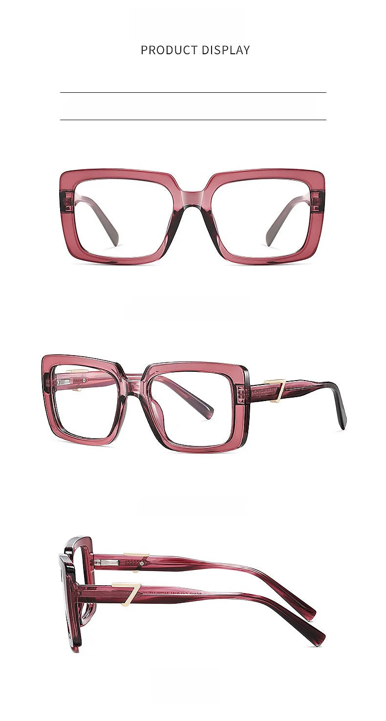 New Fashion Plate Blue Light Blocking Women's Glasses Frame Large Square Frame Optical Prescription Eyeglasses For Women BC910