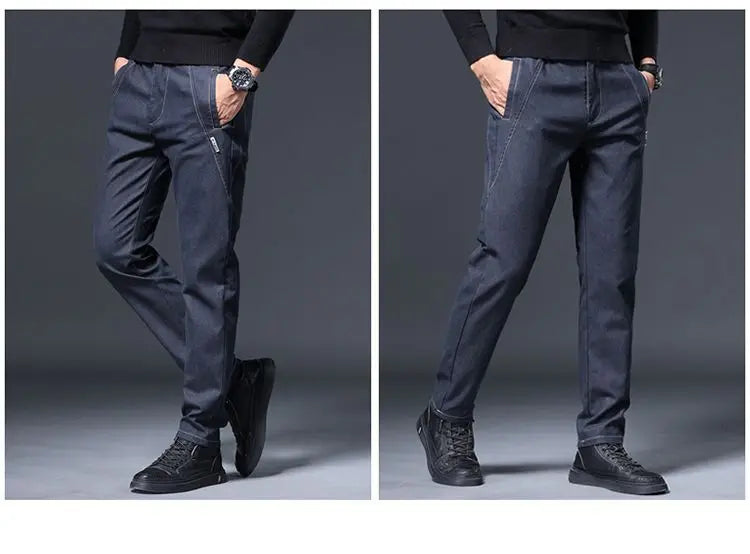 Jeans Men's Autumn and Winter Fit Straight Men's Pants New Style Men's Pants Black Versatile Stretch Men's Casual Pants