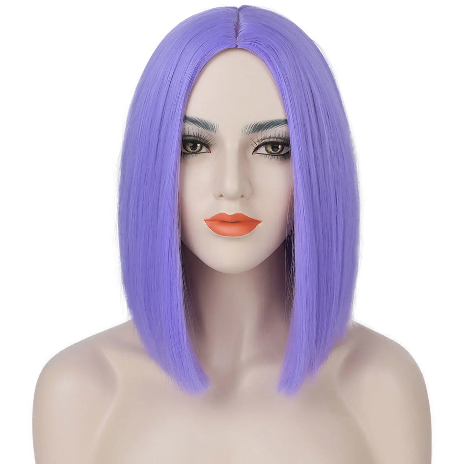 Purple Synthetic Short Bob Wig Straight Wig for Women Shoulder Length Wigs Colorful Wig for Daily Use Party Cosplay