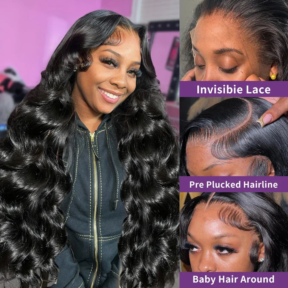 Wigirl High 200 Density 30 40 Inch 13x6 HD Transparent Body Wave Lace Front Human Hair Wigs Brazilian Wavy 13x4 Lace Frontal Wig