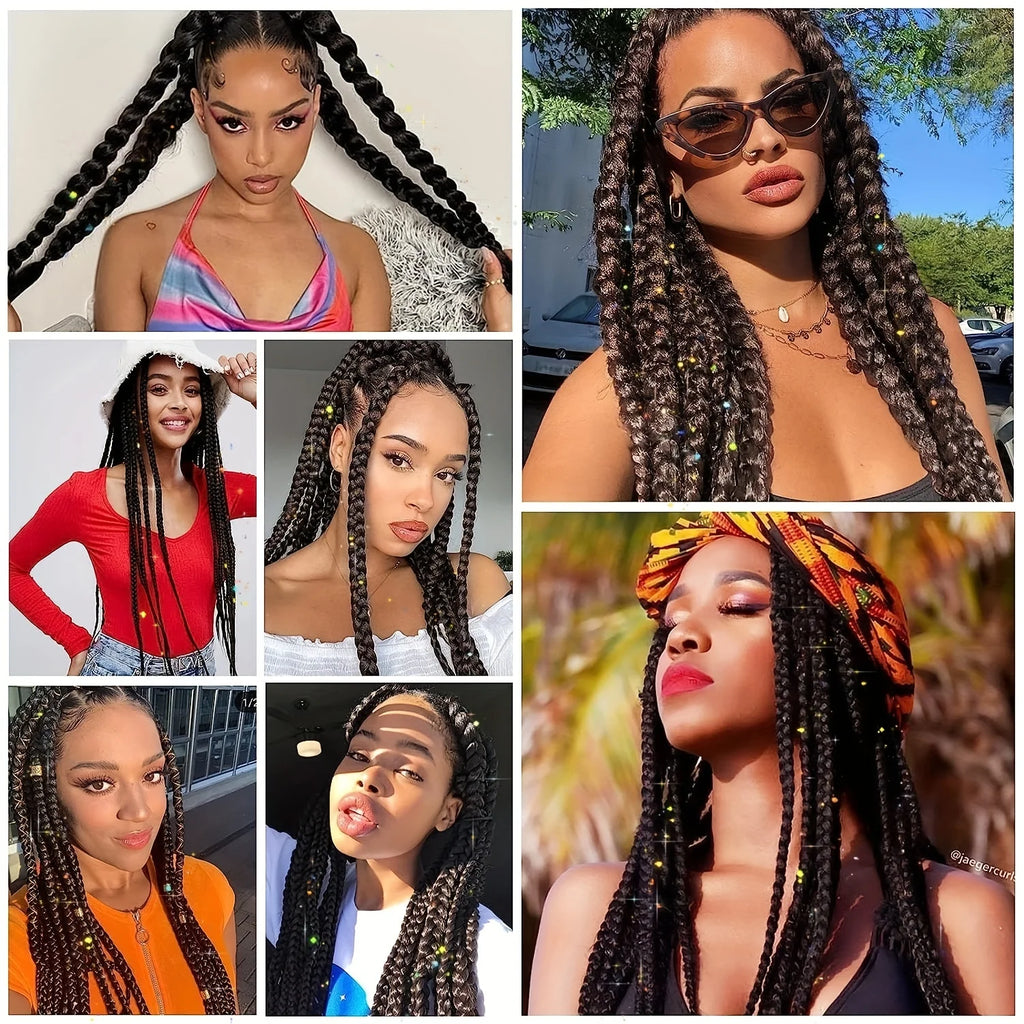 Dard Red White 3 Tones Ombre Straight Braids Blend Hair Tinsel Festival Rave Hair Extensions for Girls Crazy Hair Day Braids