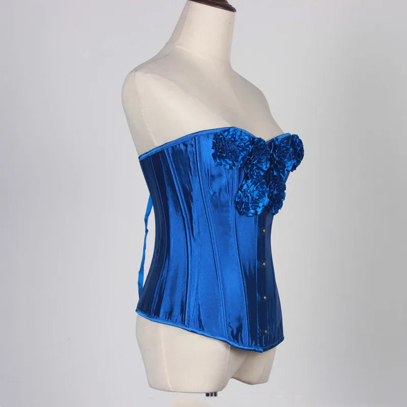 Women Corsets&Bustiers Vintage 3D Flowers Decoration Burlesque Overbust Corset Bodyshaper  Gothic Korsett Wedding Party Costume