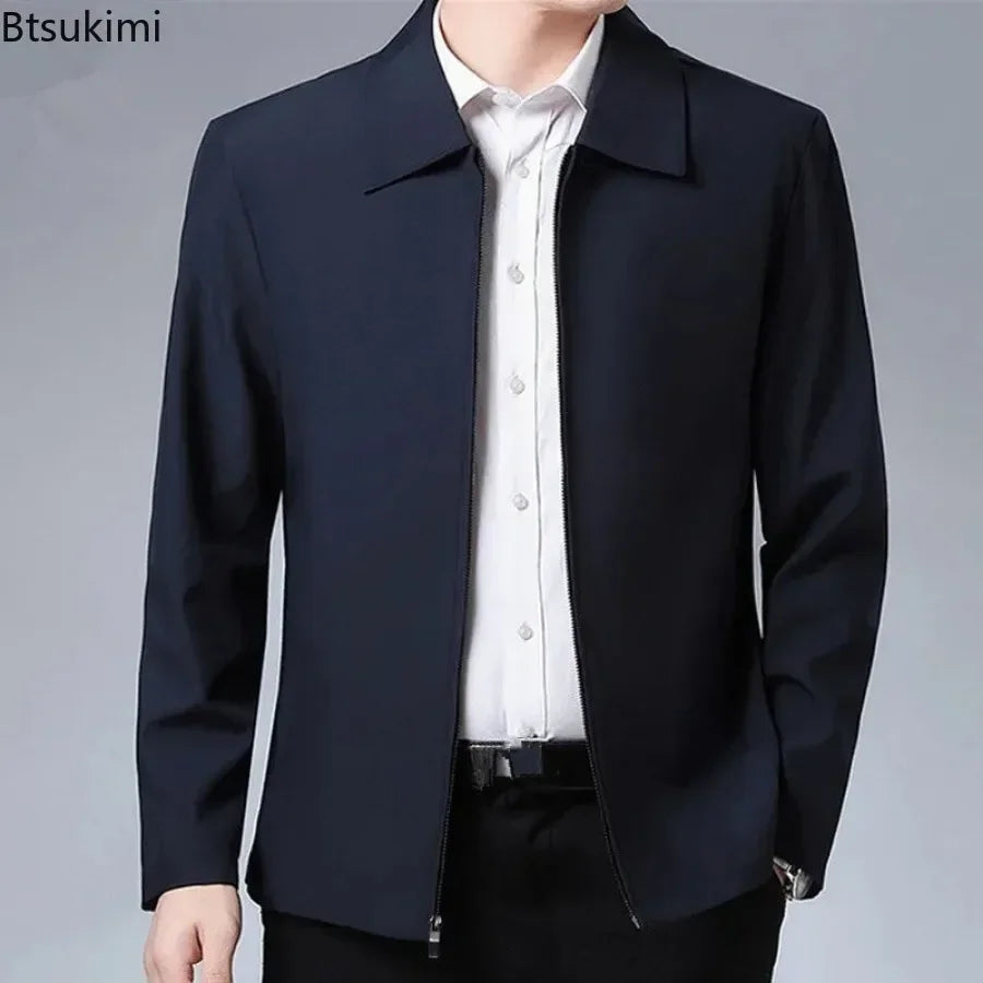 Spring Autumn Men's Turn-down Collar Business Social Blazer Jackets Fashion Office Dress Coats High Quality Casual Men Clothing