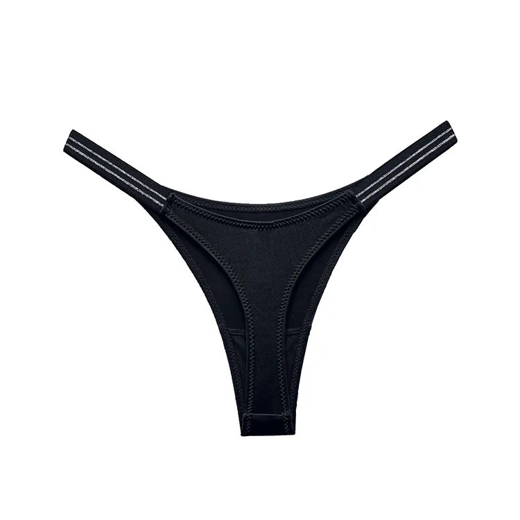 Women's low waist butt lift fitness sports high fork fashion thong thong sexy European and American ice silk T pants lingerie