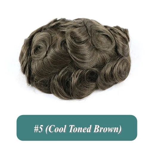 Undetected 0.02mm Thin Skin Natural Hairline Human Hair Men Toupee Black Gray Brown Blonde Male Hair Light Capillary Prosthesis