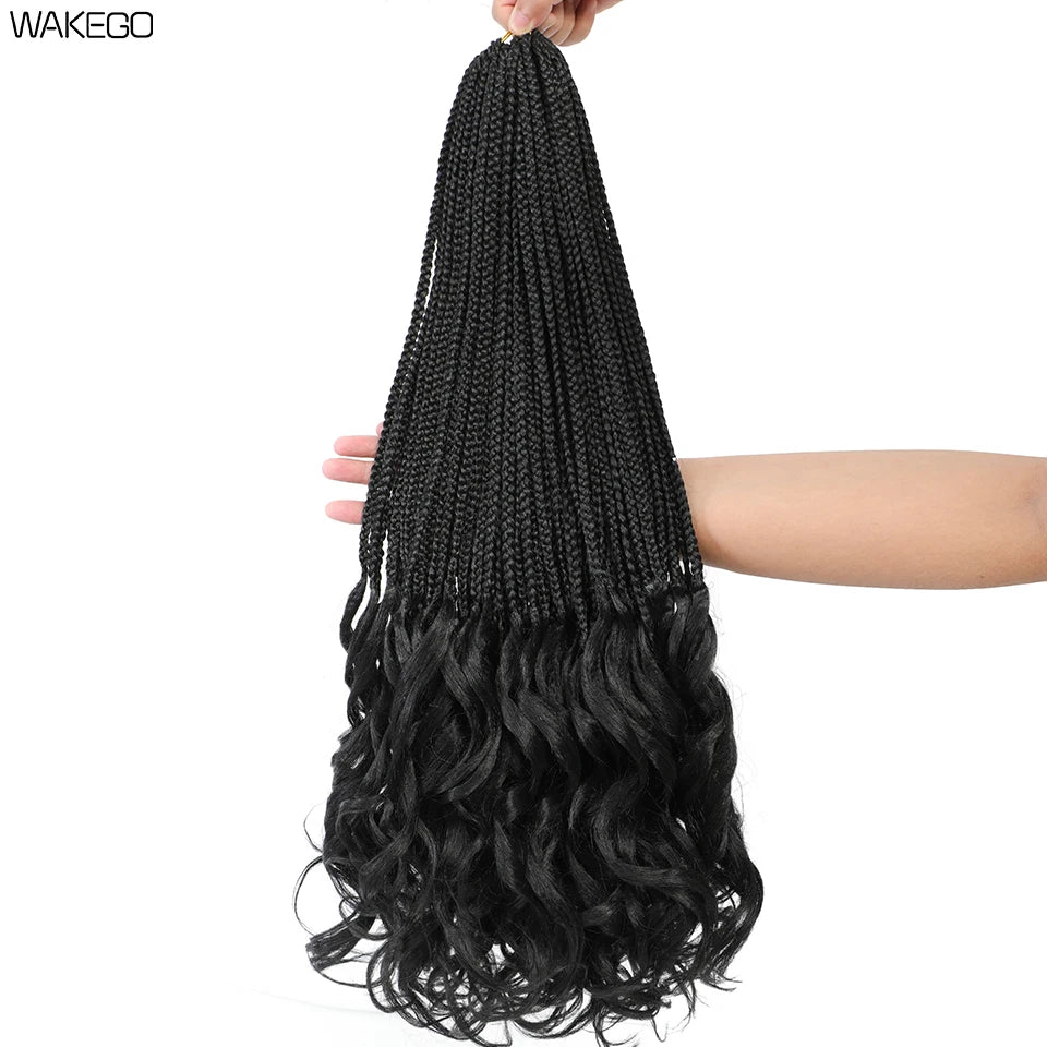 24 18 14 Inches French Curly Crochet Braids New Goddess Box Braids Bouncy French Curl Braid Hair Crochet Synthetic Braiding Hair