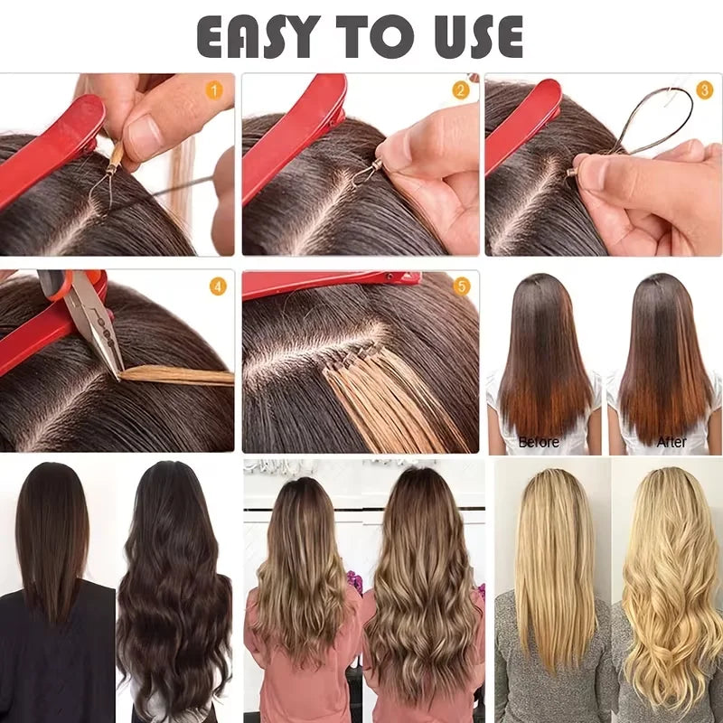 BOYMIA Nano Hair Extensions Human Hair Natural Straight for women Invisible Add Length and Volume 12-22inch 30G Free Nano Bead
