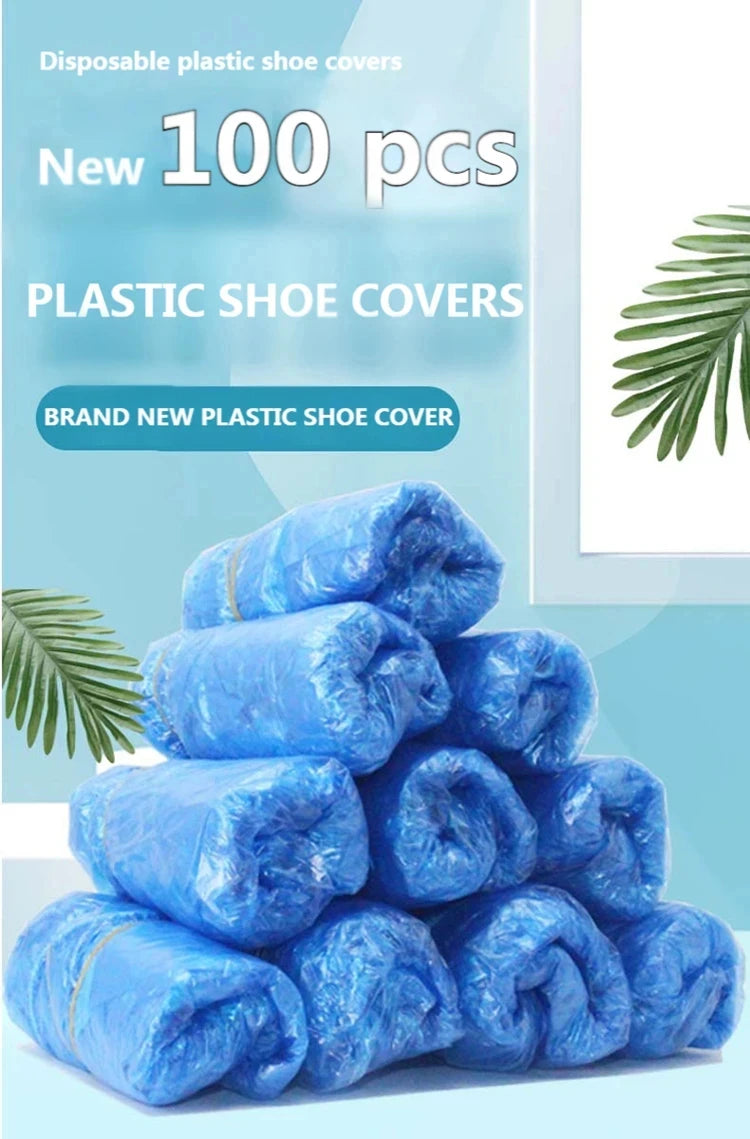 100Pcs/Set Plastic Disposable Shoe Cover Rain Boots Cover For Women Men Sneaker Protector Outdoor Rainy Day Overshoes Accessorie