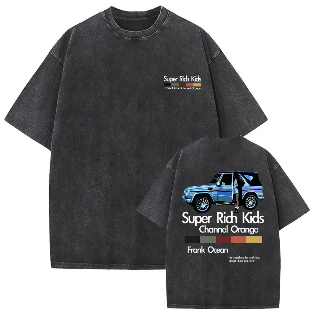 Washed Vintage Rapper Frank Oversized Tshirt Blond Graphic T-shirts Men Women Ocean Hip Hop T Shirt Men's Fashion Casual Tees