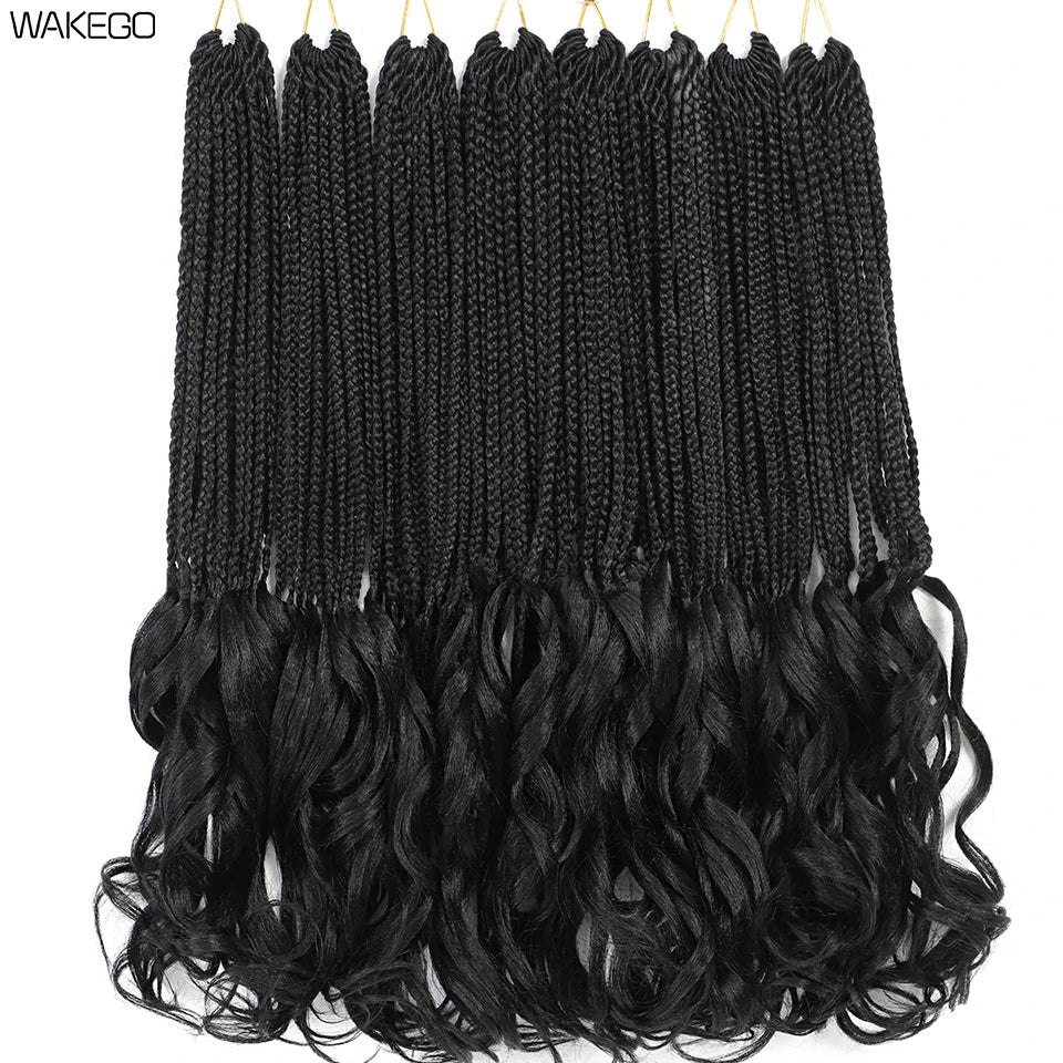 24 18 14 Inches French Curly Crochet Braids New Goddess Box Braids Bouncy French Curl Braid Hair Crochet Synthetic Braiding Hair