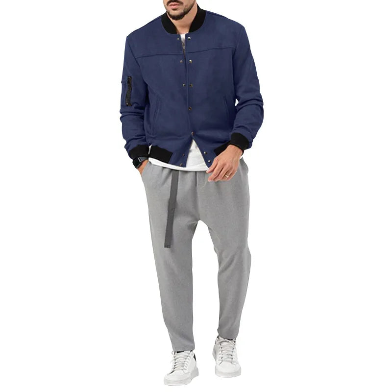 24  Autumn/Winter Suede Men's Button Cardigan Jacket Casual American