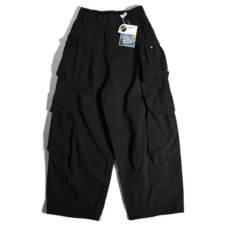 Heavyweight Wide Leg Workwear Trousers CityBoy Hong Kong Style Multi-Pocket Loose Straight Casual Shape Men's Pants