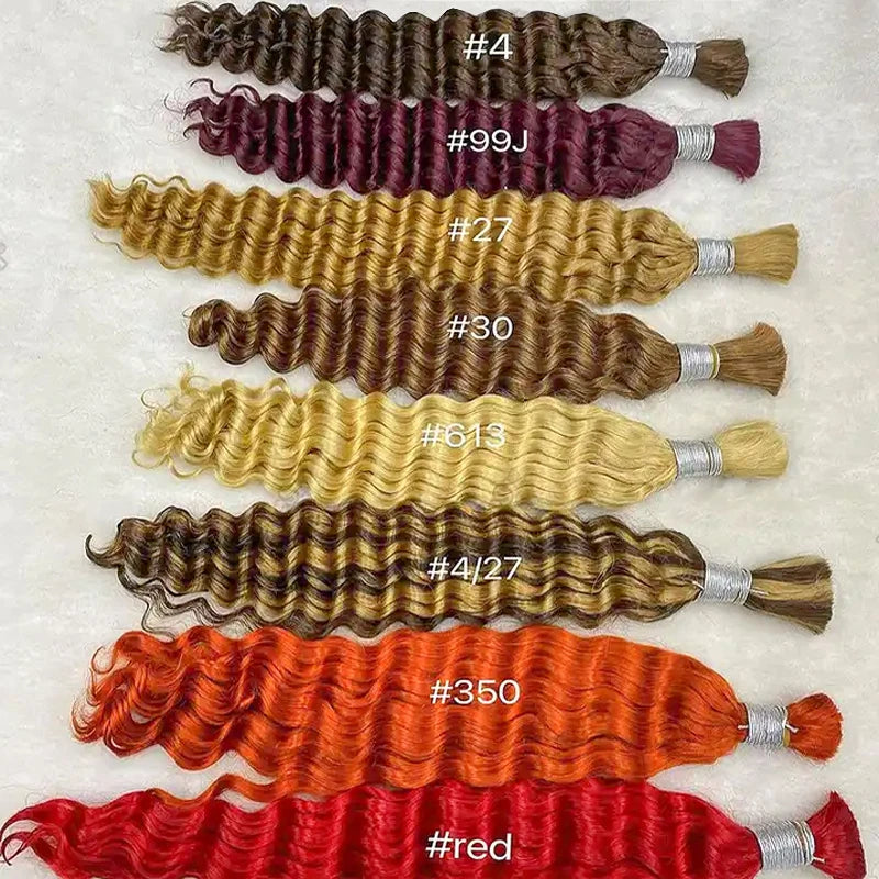 Wholesale Red Deep Wave Hair Bulk for Boho Braids 100% Human Hair Extensions No Weft Blonde Red Curly 613 Vietnamese Hair 30inch