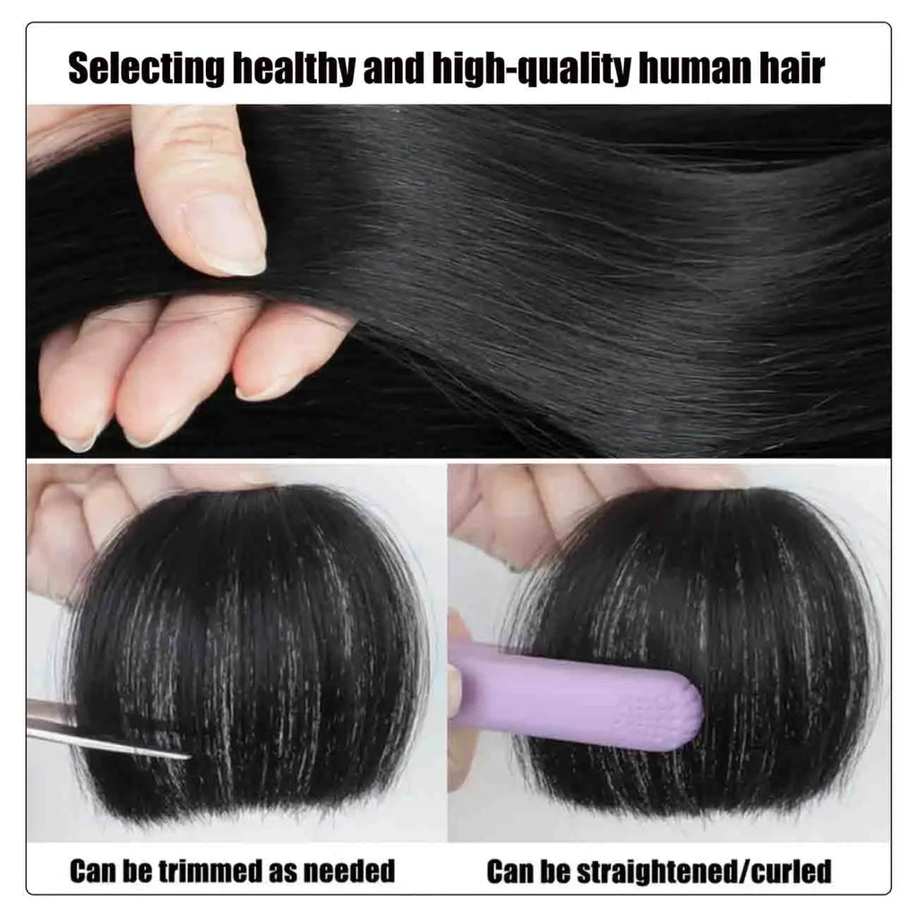 Clip-In Bangs Hairpiece for Women 100% Human Straight Hair Toppers for Daily Wear Available in Black Brown More Colors
