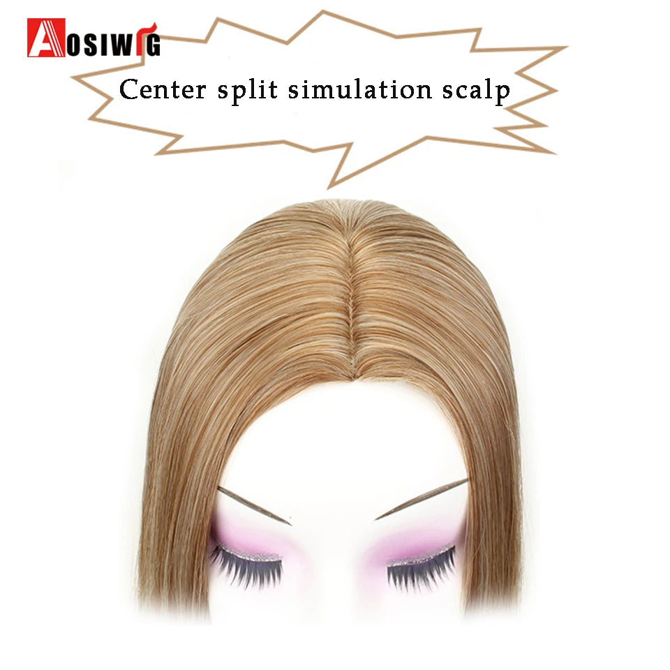 AOSIWIG Synthetic Long Straight Topper Closures Hairpiece Clip In Hair Extensions Cover White Hair Women Natural Fake Hairpiece