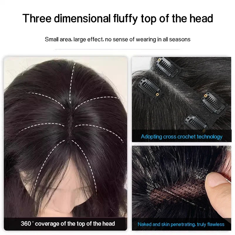 25cm 100% Human Hair 4clips Women's Natural Forehead Whitening Hair Enhancement Head Curtain 3D Eight Character Air Bangs