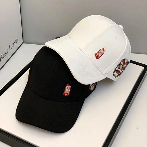 2022 New Chinese Style Spring Autumn Cap Women Tide Lion Embroidery Baseball Hat Hip-hop Men Casua All-match Casquette Gorras