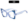 Big Frame Cat Eye Reading Glasses For Women Color Block Design Anti-blue Light 1.0 To 4.0 Strength Large Optical Lenses 802349