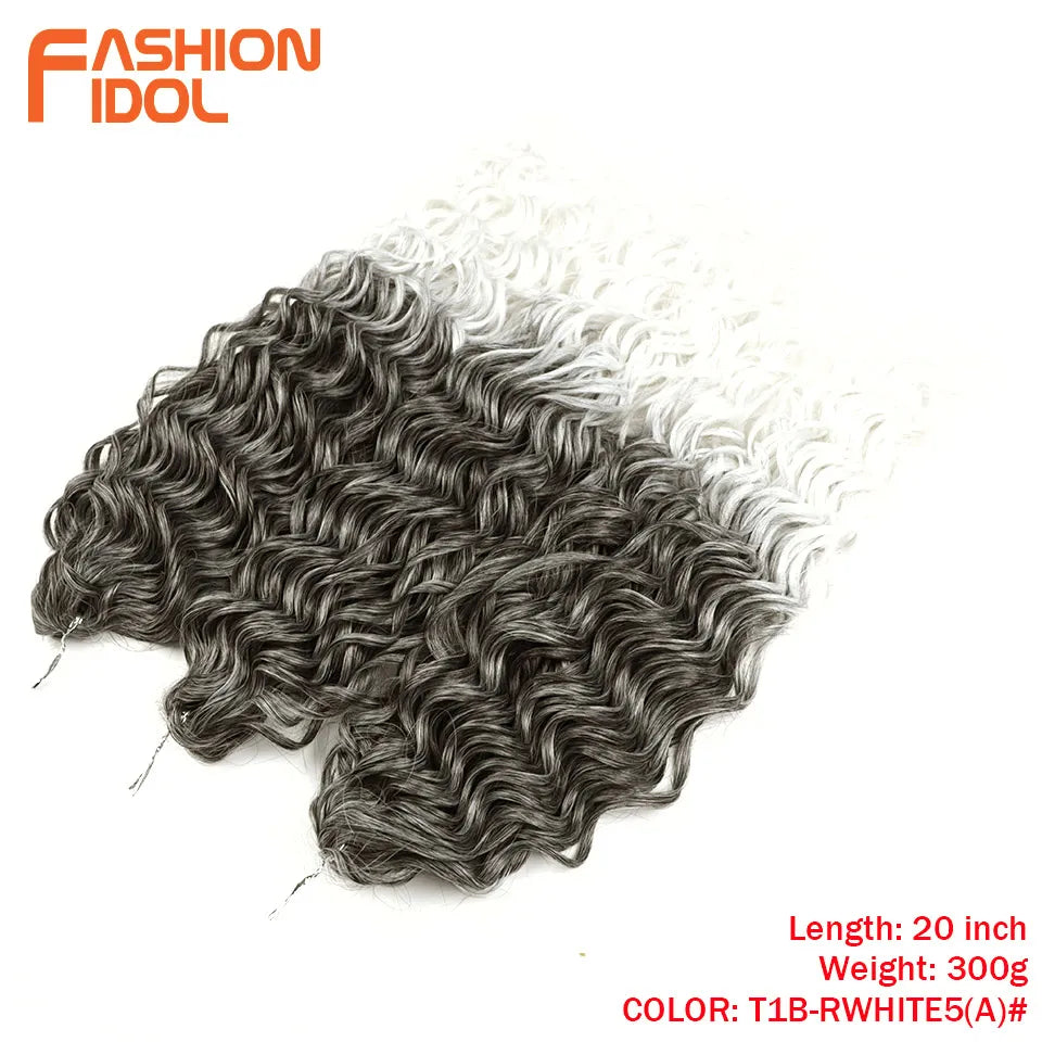 FASHION IDOL Curl Hair Deep Wave Twist Hair Extensions For Women 20 Inch Ombre Blonde Crochet Fake Hair Synthetic Crochet Braids