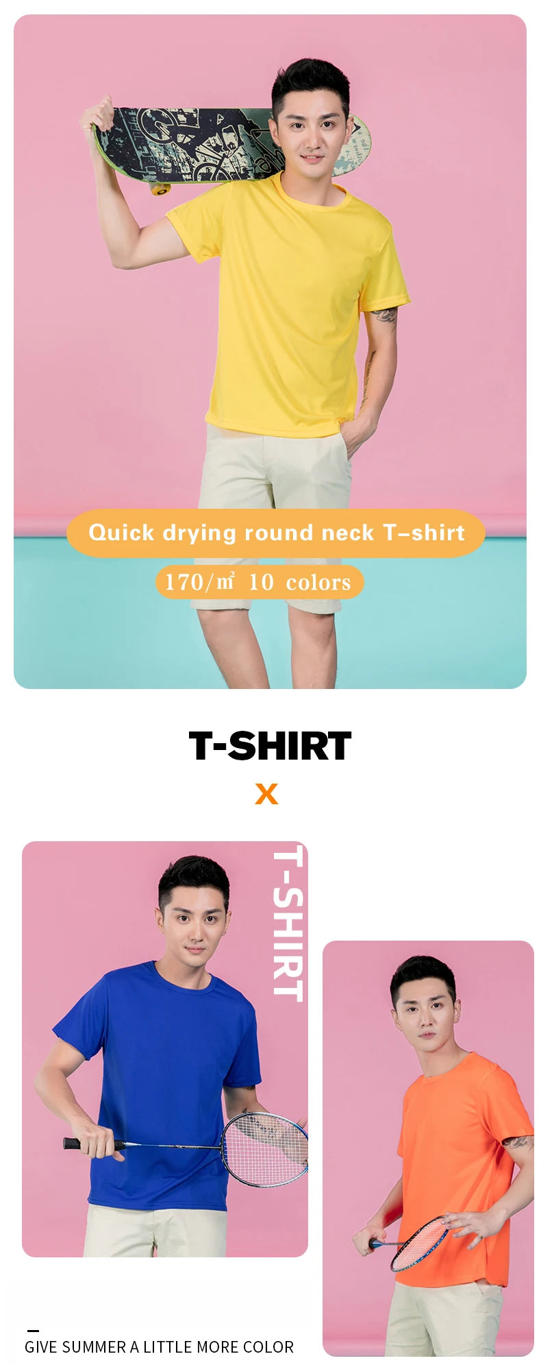 Quick-drying T-shirt  Breathable Round neck Top Solid Color Sports Men/Women Same Custom Printed Embroidery Print logo picture