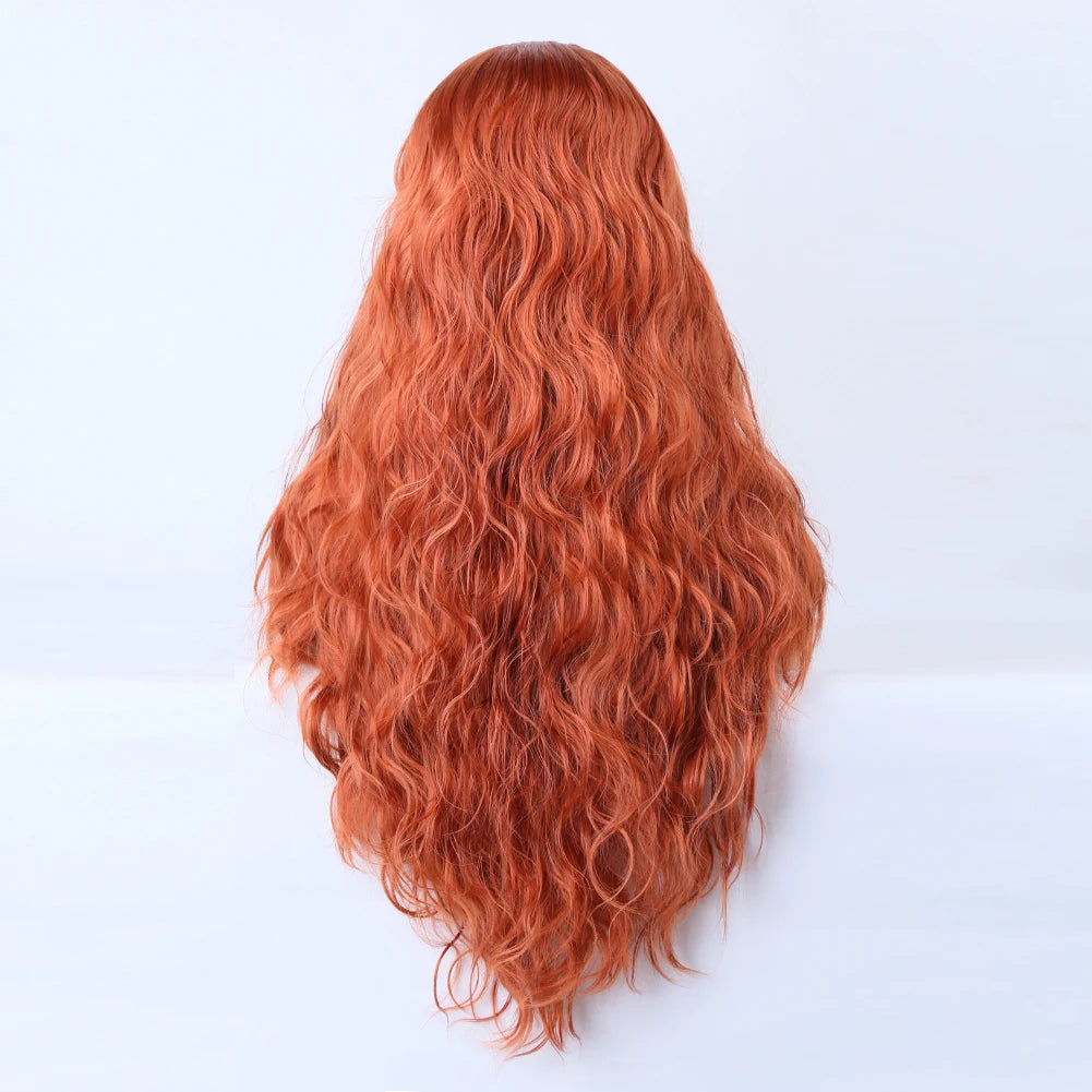 AIMEYA Water Wave Synthetic Lace Wig Natural Looking Lace Front Wigs for Women Free Part Cosplay Party Wig Heat Resistant Wigs