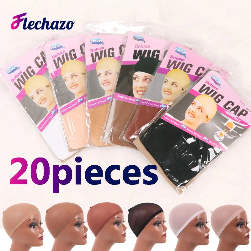 Durable Stokcing Wig Cap Under My Wigs 20Pieces Stocking Cap Skin Tone Black Brown Nude Color Wigs Installing Bald Cap