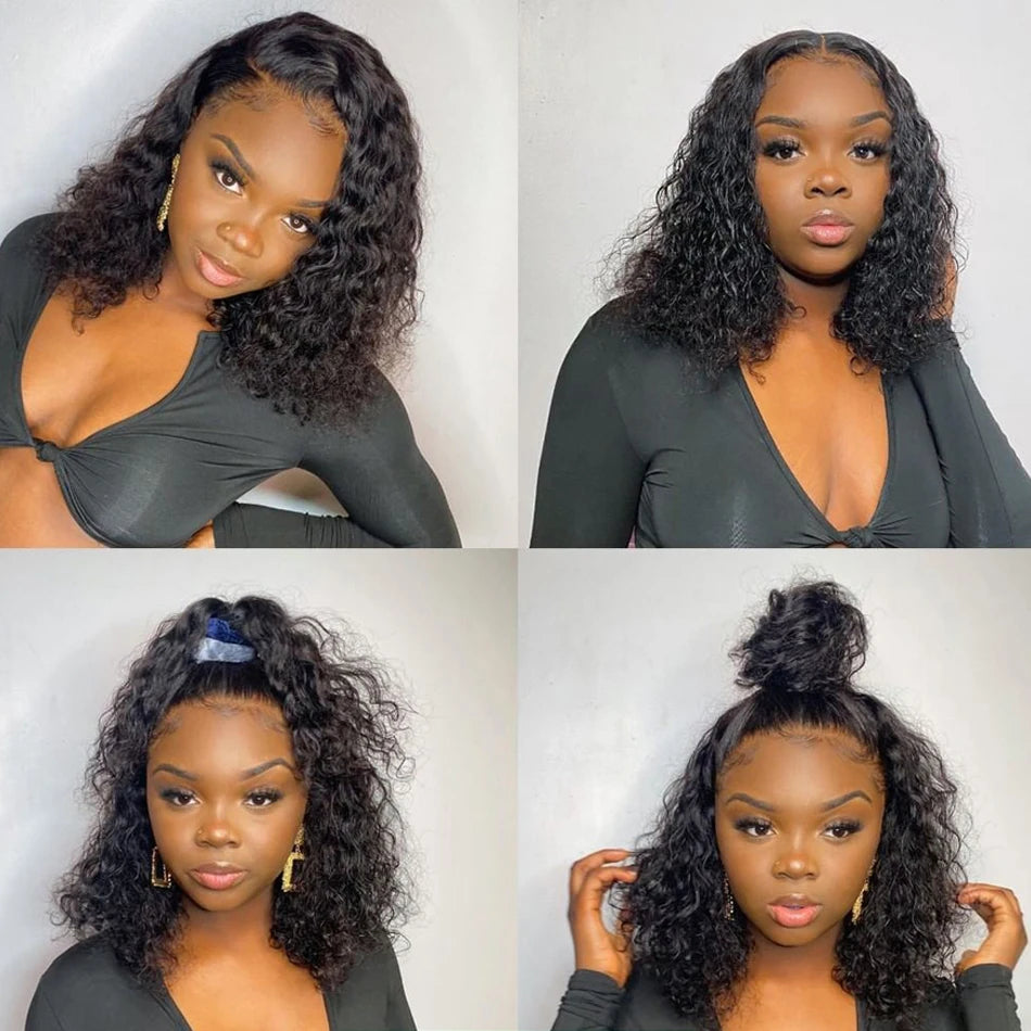 Glueless Wig Kinky Curly Lace Front Human Hair Wigs Ready To Wear And Go Wet and Wavy Wigs Water Wave Human Hair Wig For Women