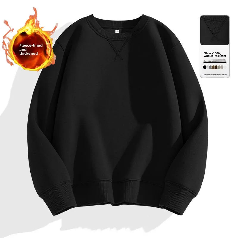 Loose Fit  Color Hoodl Sweatirt Long Sve round Ne Men's Autumn Winter Heavyweight Comfortable Antibacterial Ba...