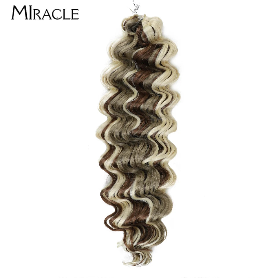 MIRACLE Crochet Hair Extensions 30 Inch 70CM Deep Wave Braiding Hair Bundles Synthetic Crochet Braids Hair Water Wave Fake Hair