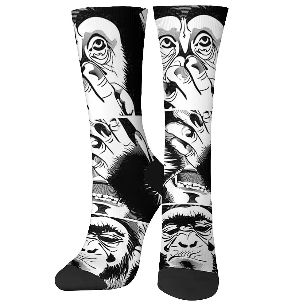 New and interesting men's socks, retro fun art gorilla, street hip-hop style, comfortable and breathable, outdoor leisure sports