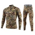 New Outdoor Sports Underwear Camo Training Long-Seeved Tops + Pants Suit Fitness Camping Army Hiking Hunting Underwear Clothes