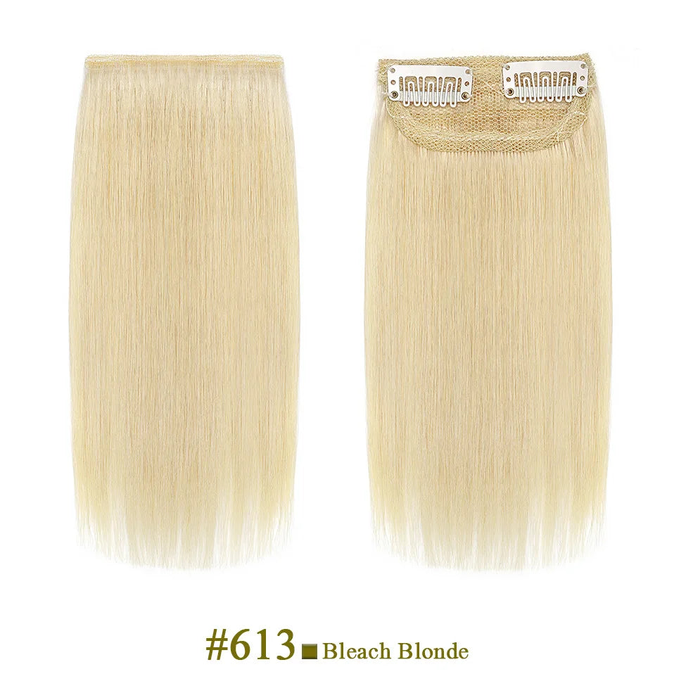 S-noilte 1pc Straight Clip in Hair Extensions Human Hair Side Head 8inch 12inch Black Brown Women Fake Hairpiece Platinum Blonde