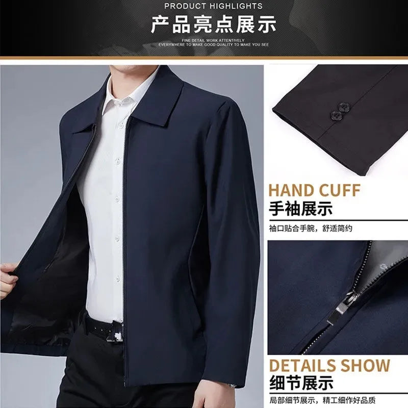 Spring Autumn Men's Turn-down Collar Business Social Blazer Jackets Fashion Office Dress Coats High Quality Casual Men Clothing