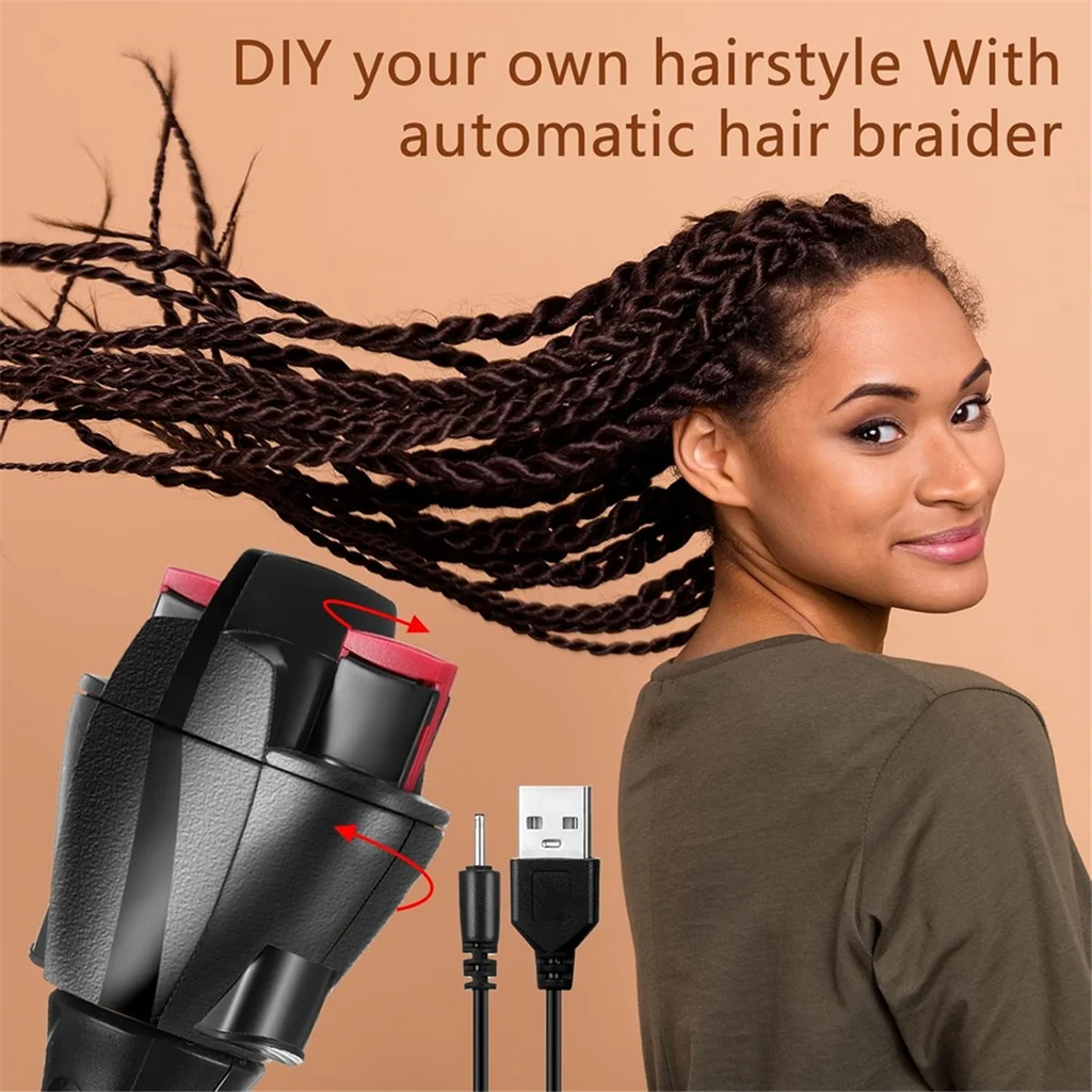 ABPO Automatic Hair Braider USB Electric Hair Twister DIY Styling Tool for Hairstyles French Dreadlock Braid Maker for Girl