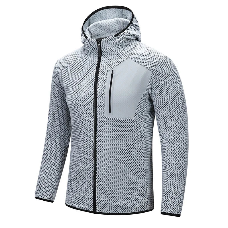 ARC Outdoor Men's Zipper Plush Hoodie Mountaineering Travel Sports Fashion Cationic Casual Fishing Spring and Autumn Hoodie